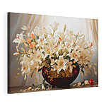 Canvas Schilderijen Vaas met witte bloemen