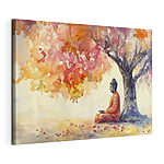 Canvas Schilderijen Aquarel schilderij van een persoon zittend onder een boom
