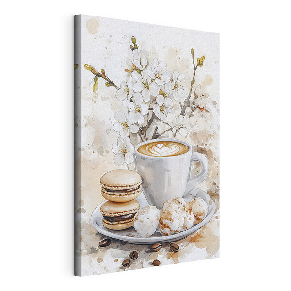 Kopje koffie en koekjes Canvas Schilderijen Kopje koffie en koekjes