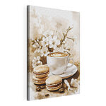 Canvas Schilderijen Kopje koffie en bitterkoekjes