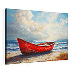 Canvas Schilderijen Schilderij van een boot op een strand