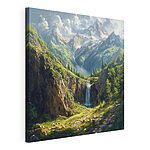 Canvas Schilderijen Waterval in een berg