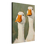 Canvas Schilderijen Schilderij van twee witte eenden