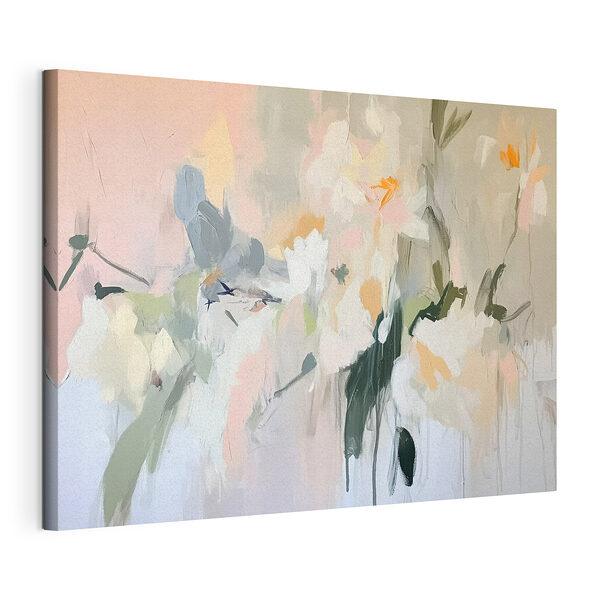 Schilderij van bloemen op een muur Canvas Schilderijen Schilderij van bloemen op een muur