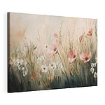 Canvas Schilderijen Schilderij van bloemen in een veld