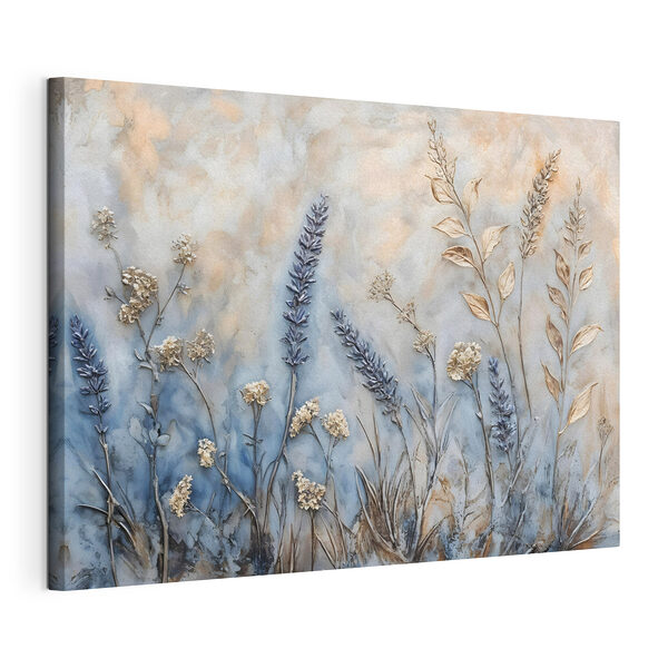Schilderij van bloemen en bladeren Canvas Schilderijen Schilderij van bloemen en bladeren