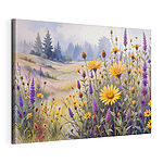 Canvas Schilderijen Veld met bloemen en gras