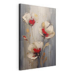 Canvas Schilderijen Schilderij van bloemen op een grijze achtergrond