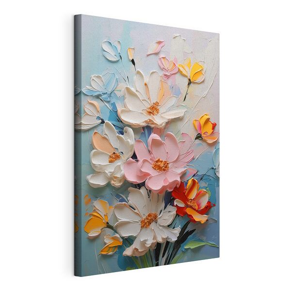 Schilderij van bloemen op een muur Canvas Schilderijen Schilderij van bloemen op een muur