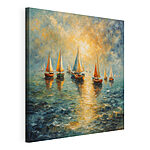 Canvas Schilderijen Groep boten op het water