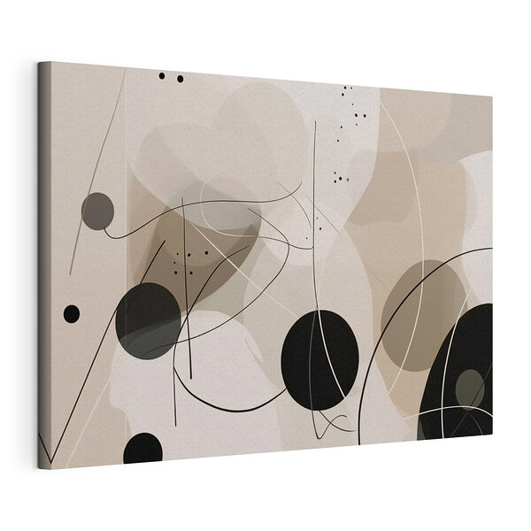 Canvas Schilderijen Zwart-witte cirkels en lijnen