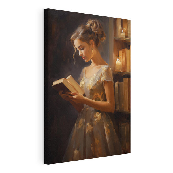 Canvas Schilderijen Vrouw leest een boek