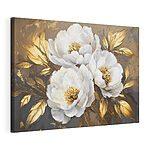 Canvas Schilderijen Elegante witte bloemen met gouden accenten
