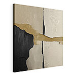 Canvas Schilderijen Zwart-witte muur met bruine strook