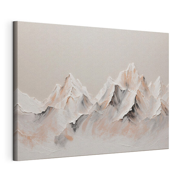 Canvas Schilderijen Schilderij van bergen met witte en bruine kleuren