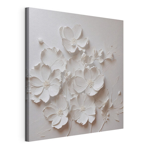 Canvas Schilderijen Witte bloem op een wit oppervlak
