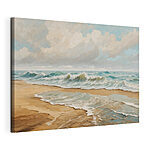Canvas Schilderijen Schilderij van golven op een strand