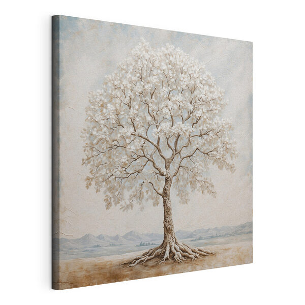 Canvas Schilderijen Boom met witte bloemen