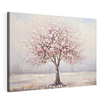Canvas Schilderijen Schilderij van een boom met roze bloemen