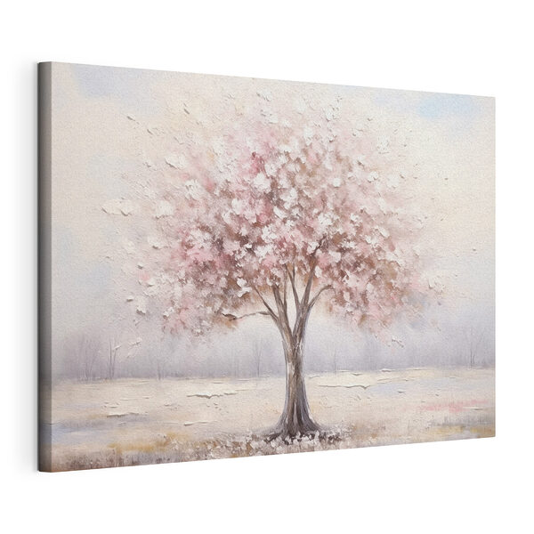 Schilderij van een boom met roze bloemen Canvas Schilderijen Schilderij van een boom met roze bloemen