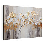 Canvas Schilderijen Schilderij van bloemen op een muur