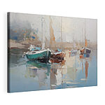 Canvas Schilderijen Schilderij van boten in een haven