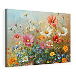 Canvas Schilderijen Schilderij van bloemen in een veld