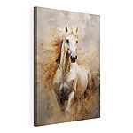 Canvas Schilderijen Schilderij van een wit paard met lange manen
