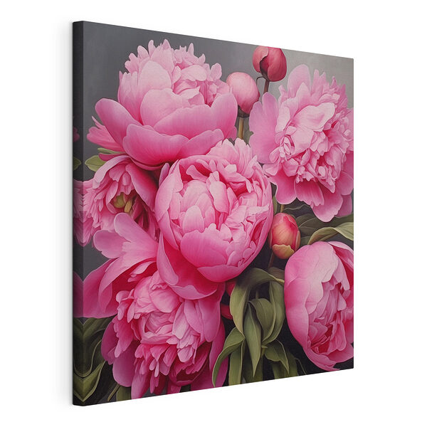 Bloeiende roze pioenrozen in zachte tinten Canvas Schilderijen Bloeiende roze pioenrozen in zachte tinten