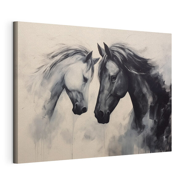 Schilderij van twee paarden Canvas Schilderijen Schilderij van twee paarden