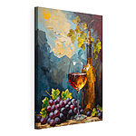 Canvas Schilderijen Schilderij van een wijnfles en een glas wijn