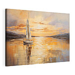 Canvas Schilderijen Schilderij van een zeilboot op een rustig meer