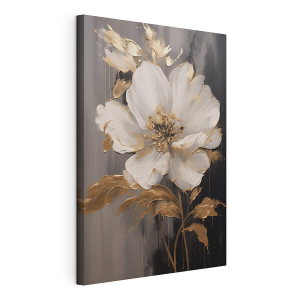 Elegante witte bloem op donkere achtergrond Canvas Schilderijen Elegante witte bloem op donkere achtergrond