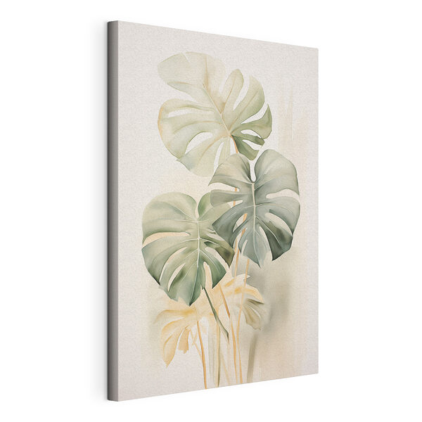 Schilderij van bladeren op een witte achtergrond Canvas Schilderijen Schilderij van bladeren op een witte achtergrond