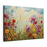 Canvas Schilderijen Schilderen van bloemen en gras