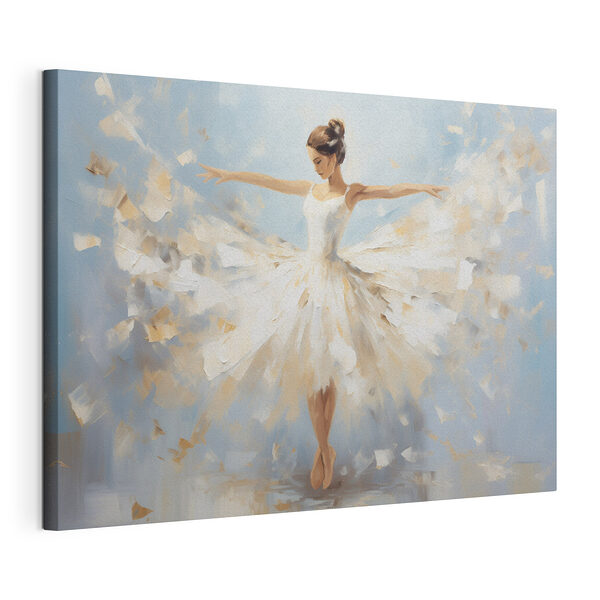 Canvas Schilderijen Schilderij van een vrouw in een witte jurk