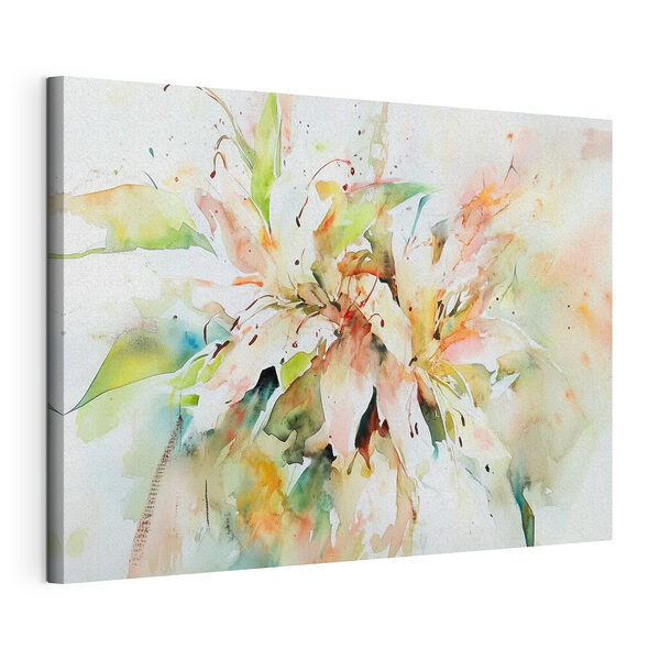 Schilderij van bloemen op een wit oppervlak Canvas Schilderijen Schilderij van bloemen op een wit oppervlak