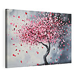 Canvas Schilderijen Boom met roze bloemblaadjes