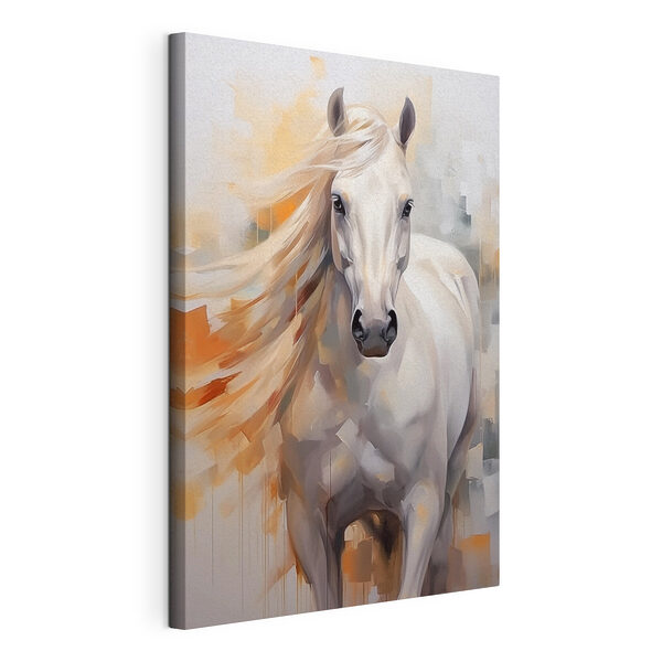 Schilderij van een wit paard Canvas Schilderijen Schilderij van een wit paard
