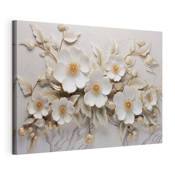 Canvas Schilderijen Elegante bloesems in zachte tinten