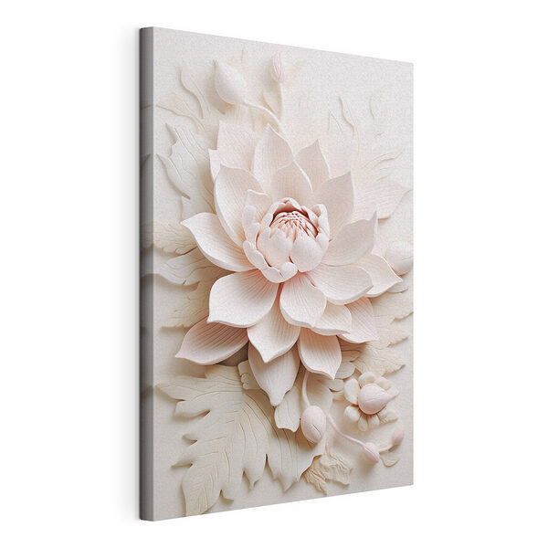 Witte bloem met bladeren Canvas Schilderijen Witte bloem met bladeren