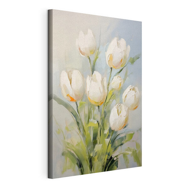 Canvas Schilderijen Schilderij van witte tulpen