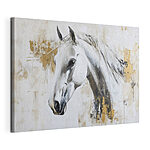 Canvas Schilderijen Schilderij van een wit paard