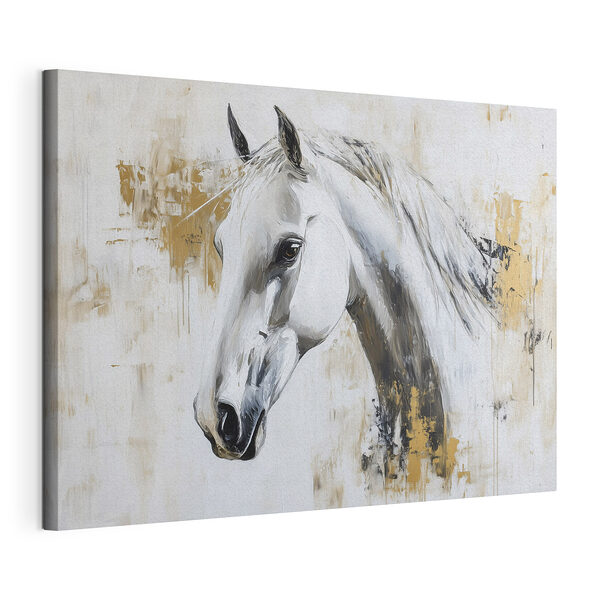 Schilderij van een wit paard Canvas Schilderijen Schilderij van een wit paard