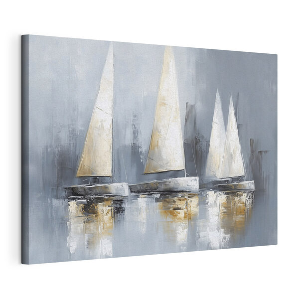 Schilderij van zeilboten op water Canvas Schilderijen Schilderij van zeilboten op water