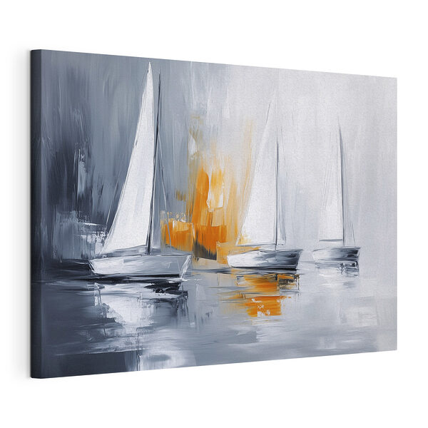 Canvas Schilderijen Groep boten op het water