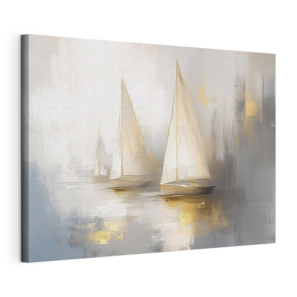 Canvas Schilderijen Groep zeilboten in het water