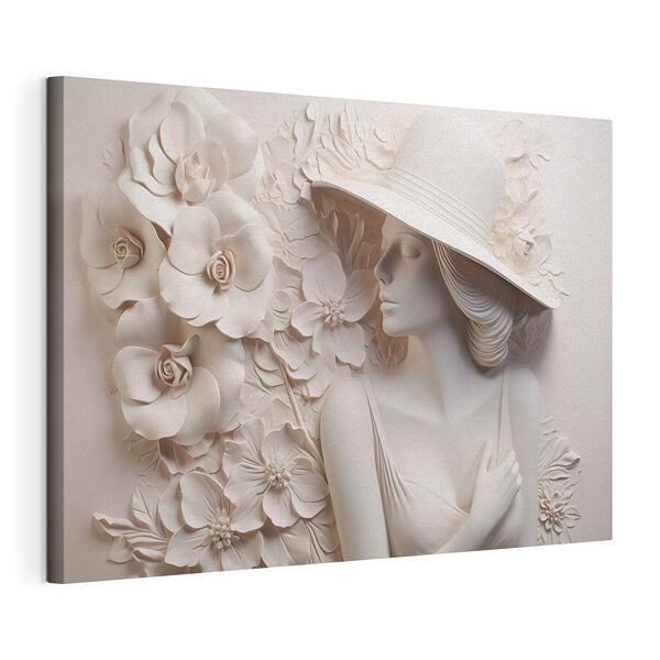 Beeld van een vrouw met hoed Canvas Schilderijen Beeld van een vrouw met hoed