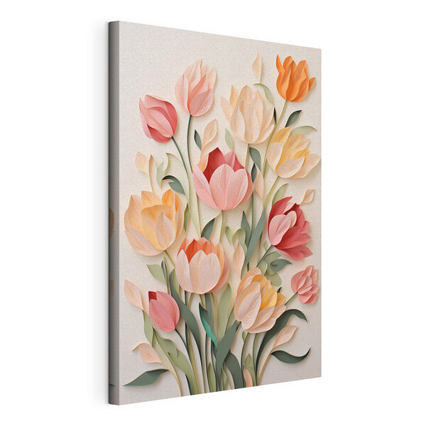 Canvas Schilderijen Knip bloemen uit papier