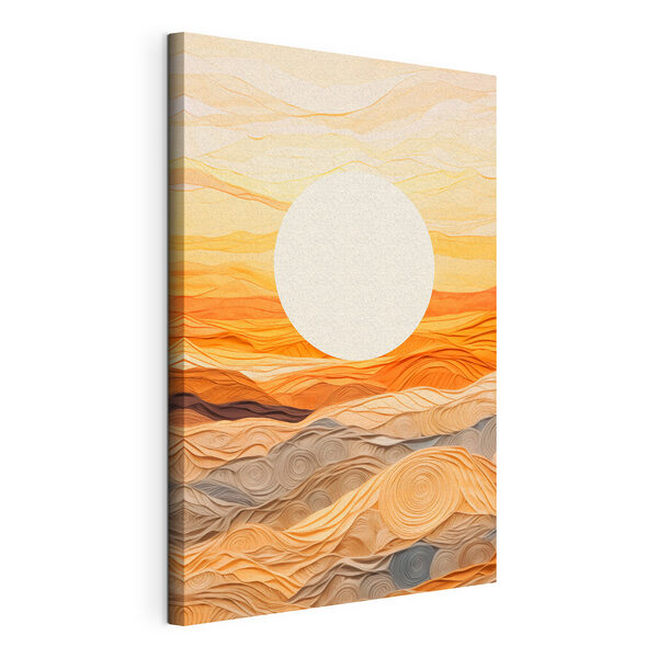 Canvas Schilderijen Zon boven een woestijn